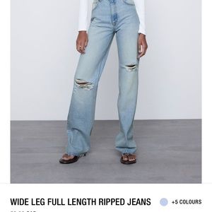 Brand new Zara Wide Leg Ripped Jeans (Light Blue)